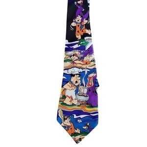 Vintage The Flintstones Fred Barney Rubble Dino Tie 1993 Polyester Mens